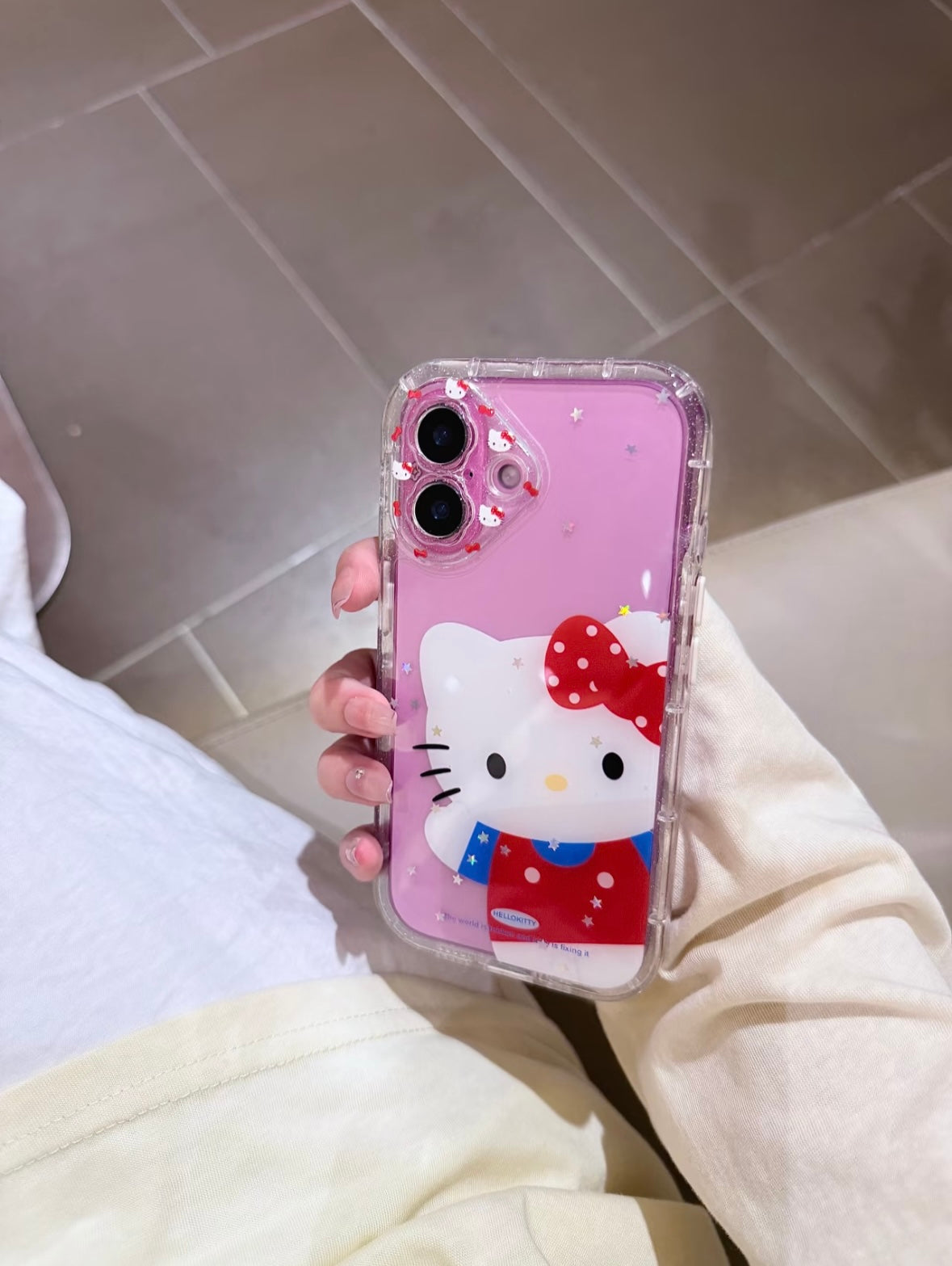 Hellokitty Glitter Clear Hello Kitty Pattern Lens Cute Kawaii Phone Case #0514