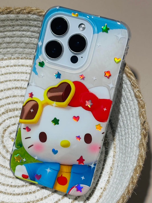 Hellokitty Sparkly Star Stickers Cute Kawaii Phone Case #0532