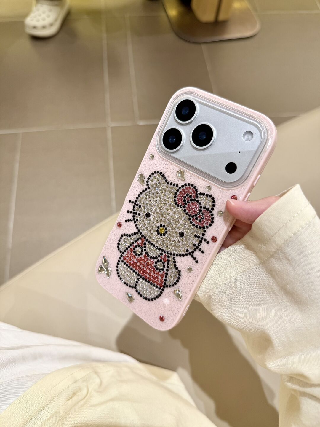 Hellokitty Pink Glitter Hand Applied Rhinestones Cute Kawaii Phone Case #0543