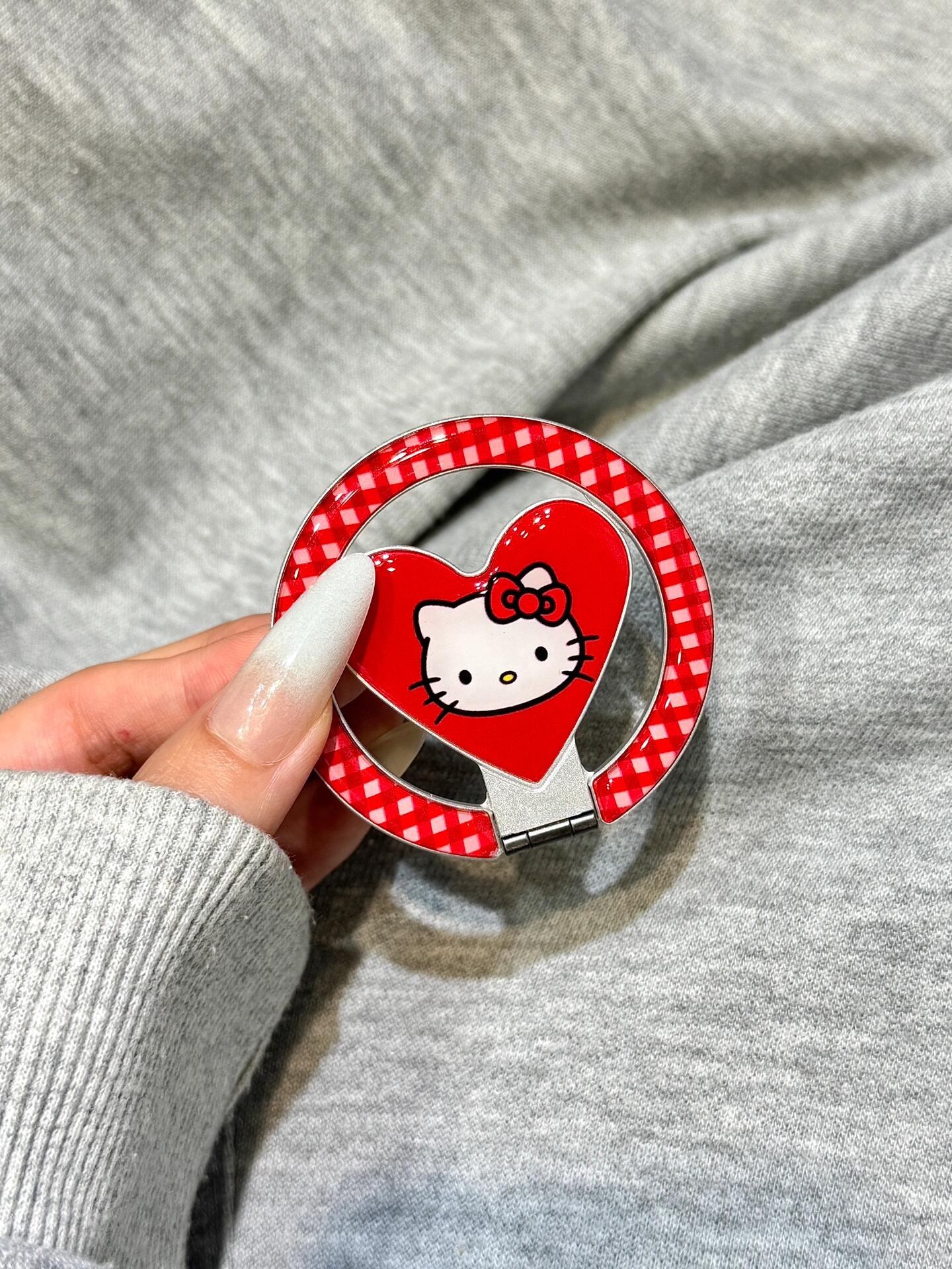 Hellokitty Red Clear Cute Kawaii MagSafe Case + MagSafe Stand Holder / Phone Grip #0563