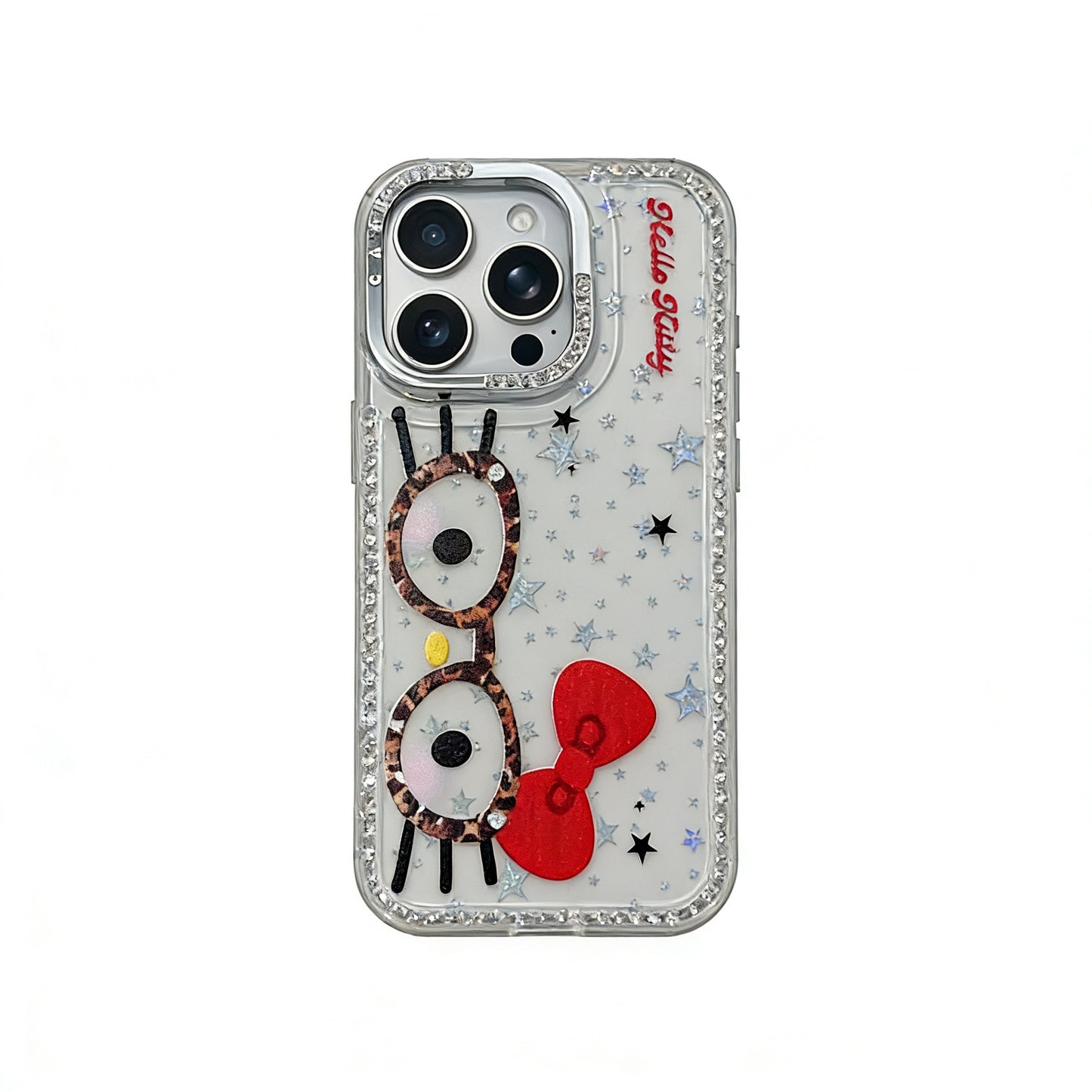 Hellokitty Eyeglasses Glitter Clear Cute Kawaii Phone Case #0477