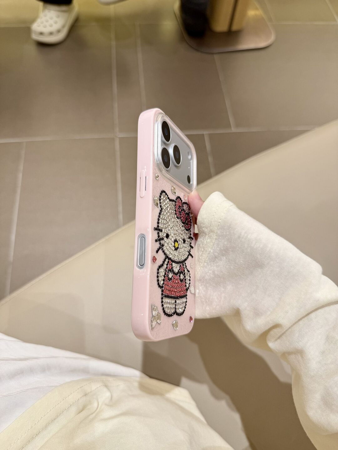 Hellokitty Pink Glitter Hand Applied Rhinestones Cute Kawaii Phone Case #0543