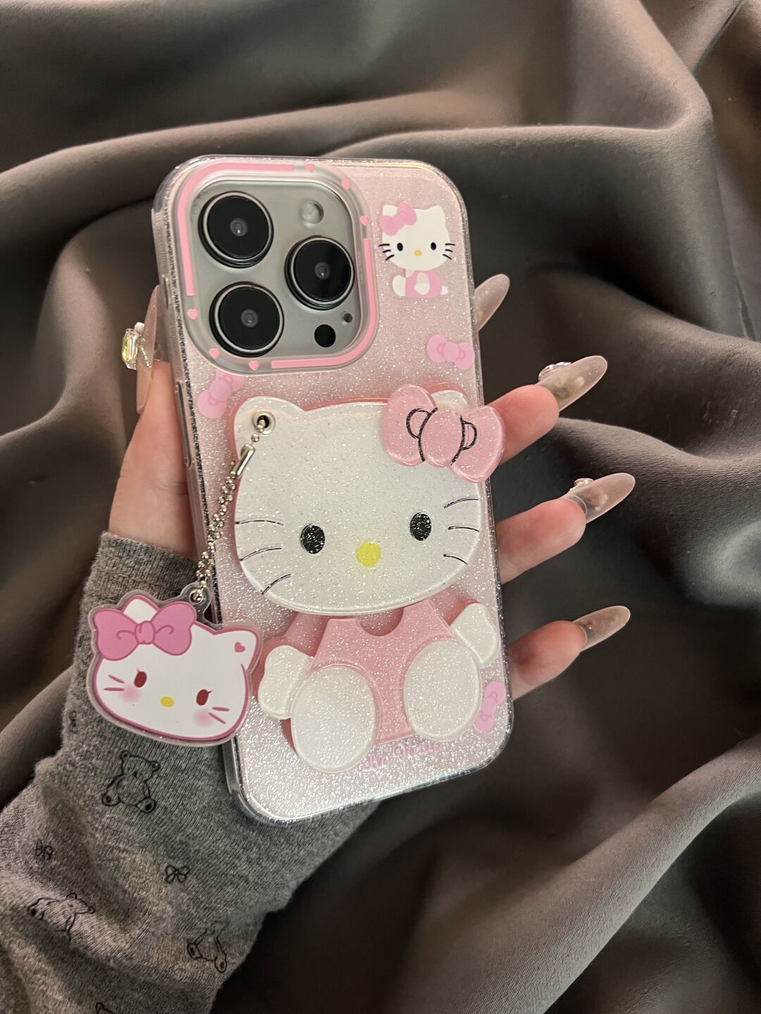 Hellokitty Pink Glitter  Swivel Mirror Cute Kawaii Phone Case #0525