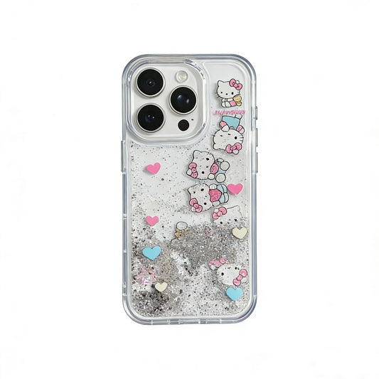Sanrio Bling Glitter Liquid Quicksand Clear Cute Kawaii Phone Case #0173