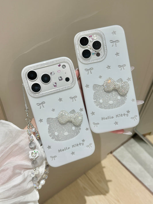 Hellokitty Silver Glitter Bow Cute Kawaii Phone Case #0556