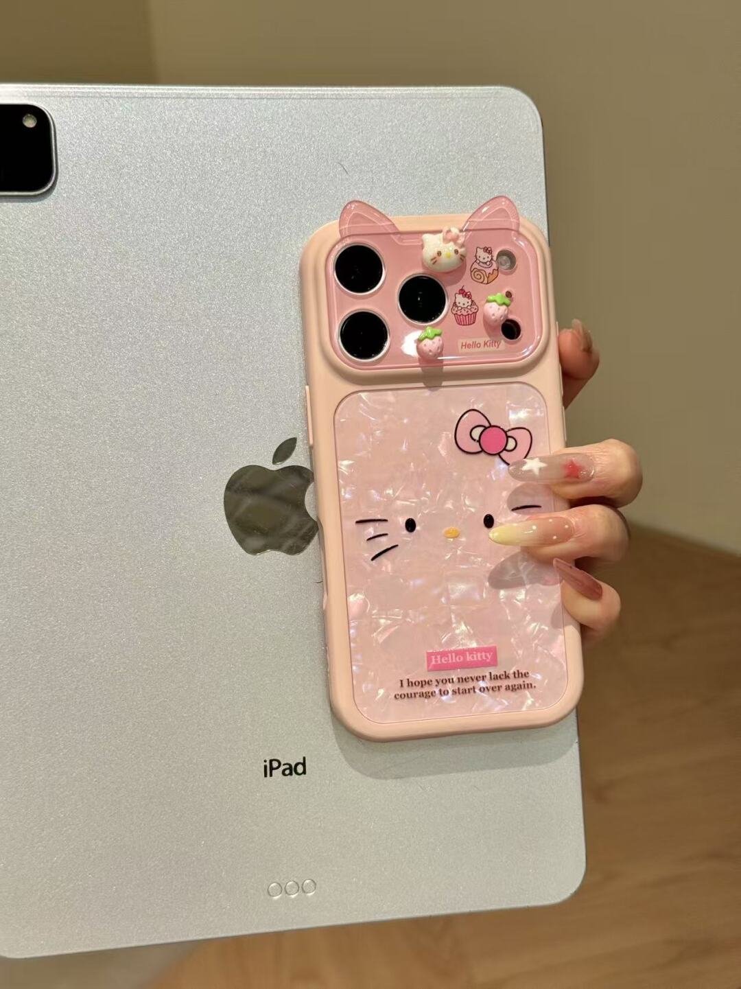 Hello Kitty Pink Shell Material 3D Ears Phone Case #619