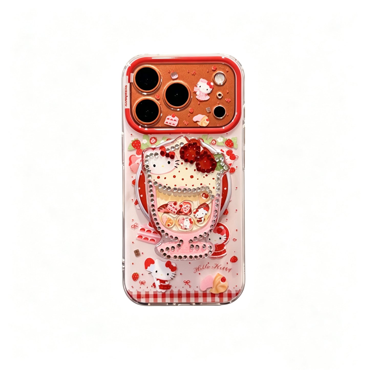 Hello Kitty Cute Strawberry Kawaii MagSafe Case + MagSafe Stand Holder / Phone Grip#621
