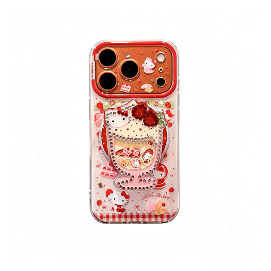 Hello Kitty Cute Strawberry Kawaii MagSafe Case + MagSafe Stand Holder / Phone Grip#621