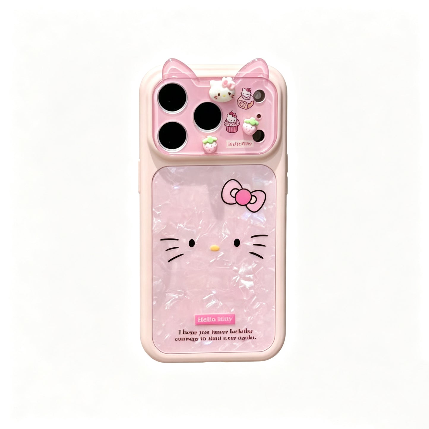 Hello Kitty Pink Shell Material 3D Ears Phone Case #619