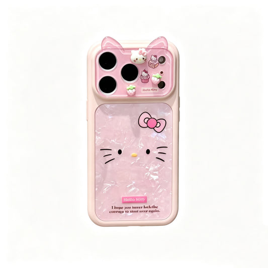 Hello Kitty Pink Shell Material 3D Ears Phone Case #619