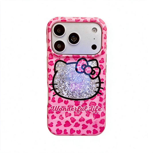 Pink Leopard-Print Sequins Hello Kitty Phone Case #629