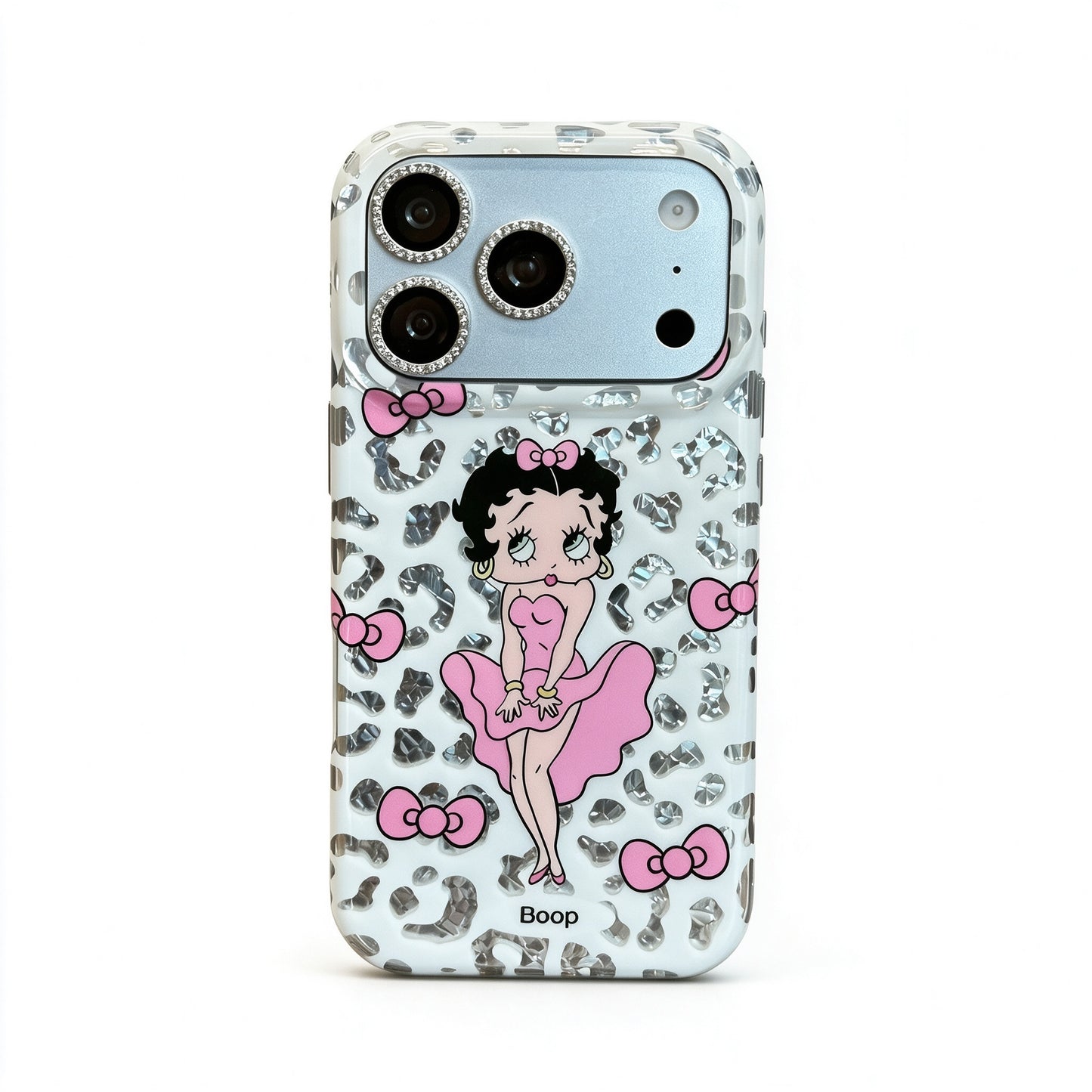 Betty Boop Glitter Leopard Print Pink Bow Phone Case #633