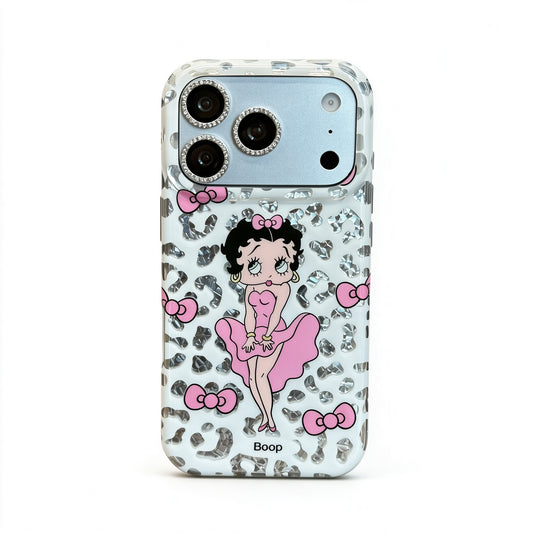 Betty Boop Glitter Leopard Print Pink Bow Phone Case #633