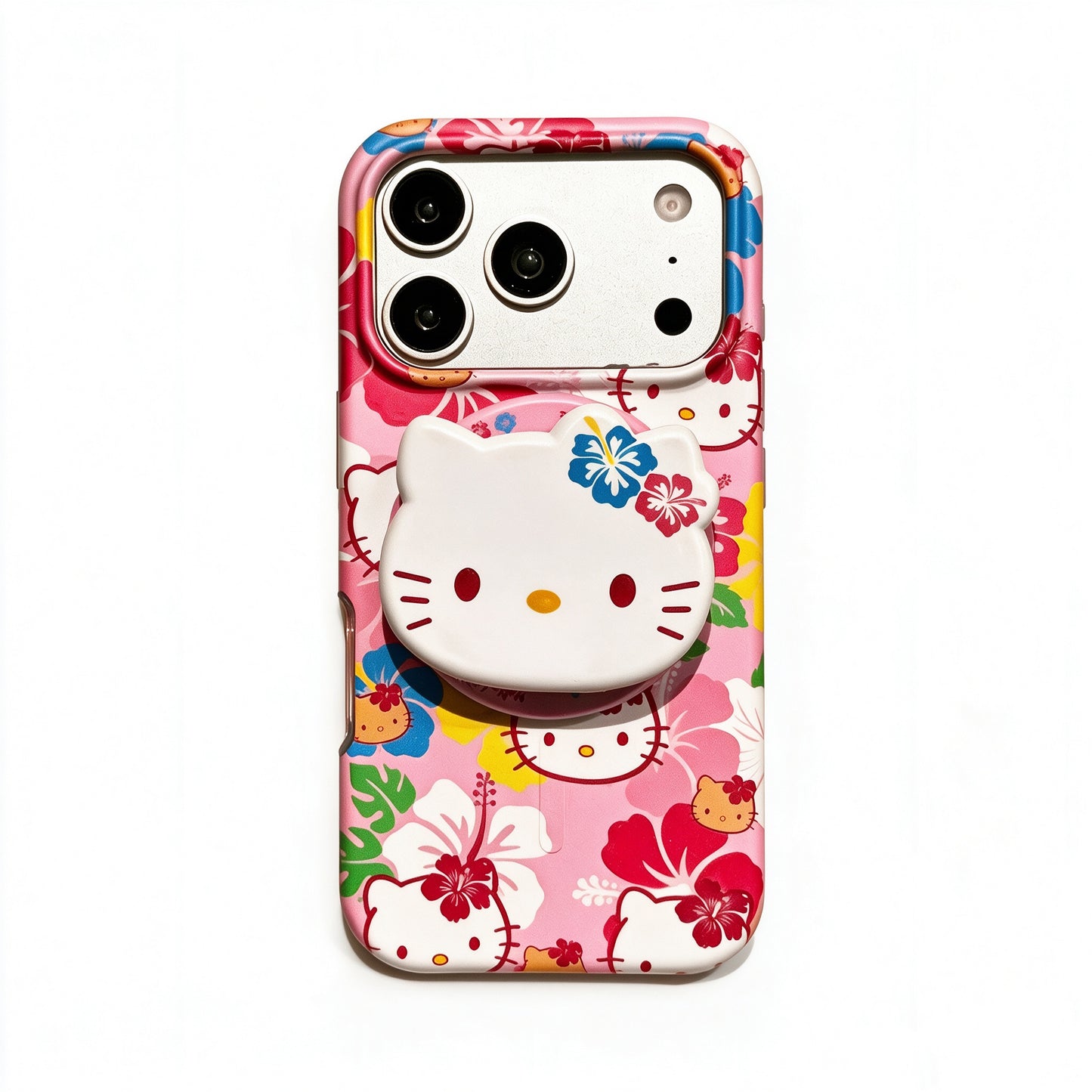 Hello Kitty Hawaiian Hibiscus MagSafe Case + MagSafe Stand Holder / Phone Grip #0624