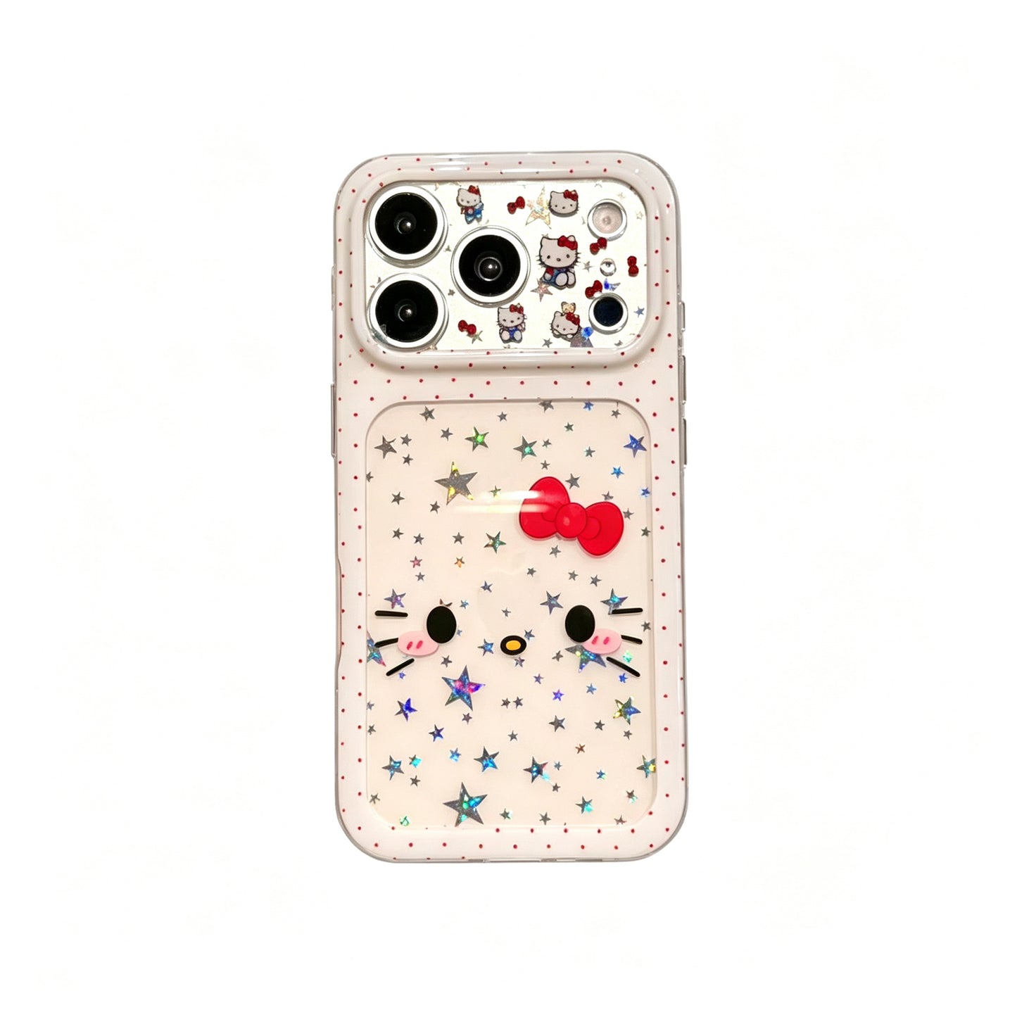 Hello Kitty Glitter Stars White Outline Clear iPhone Case #640