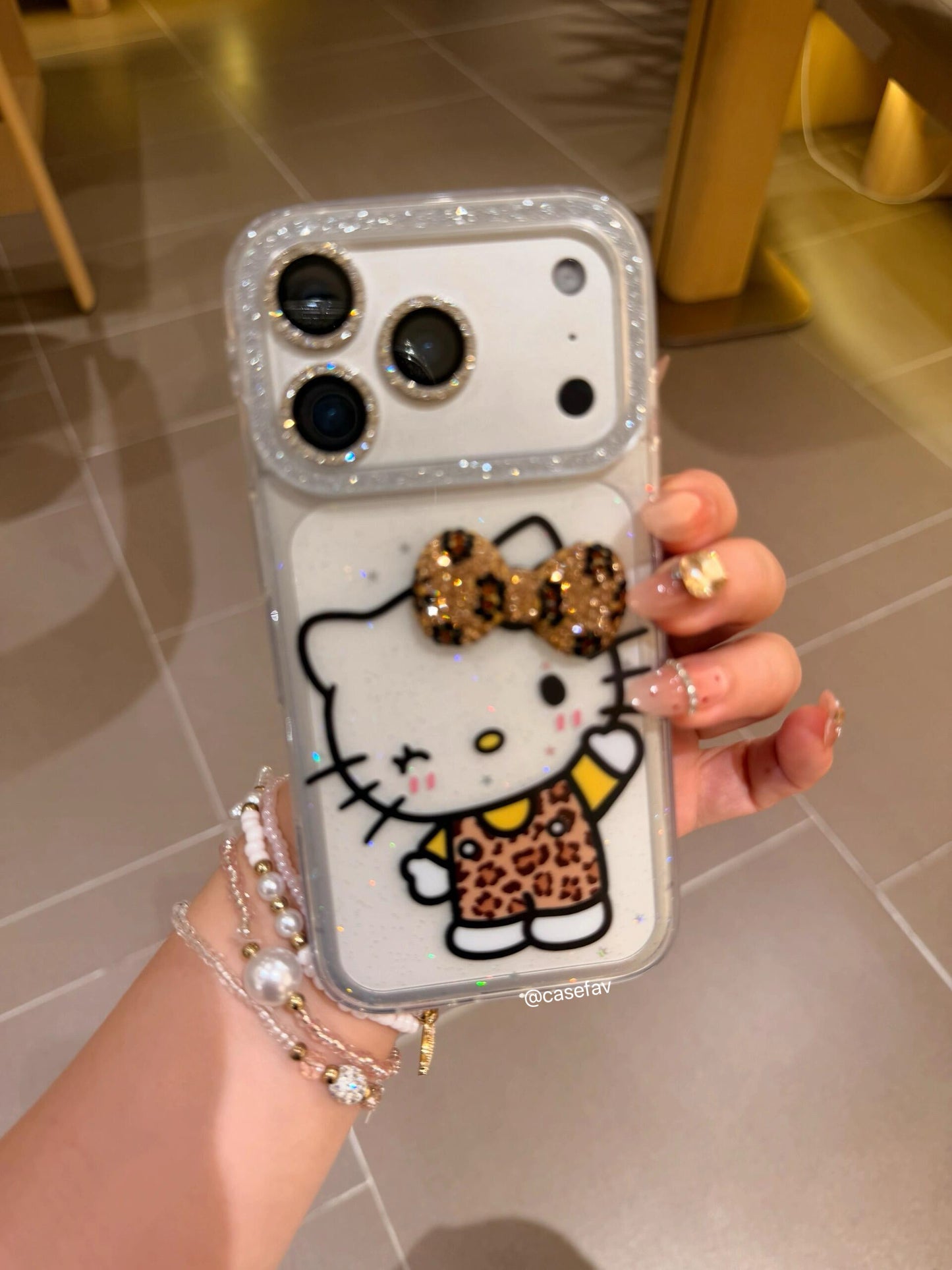 Hello Kitty Leopard Print Clear Phone Case #649