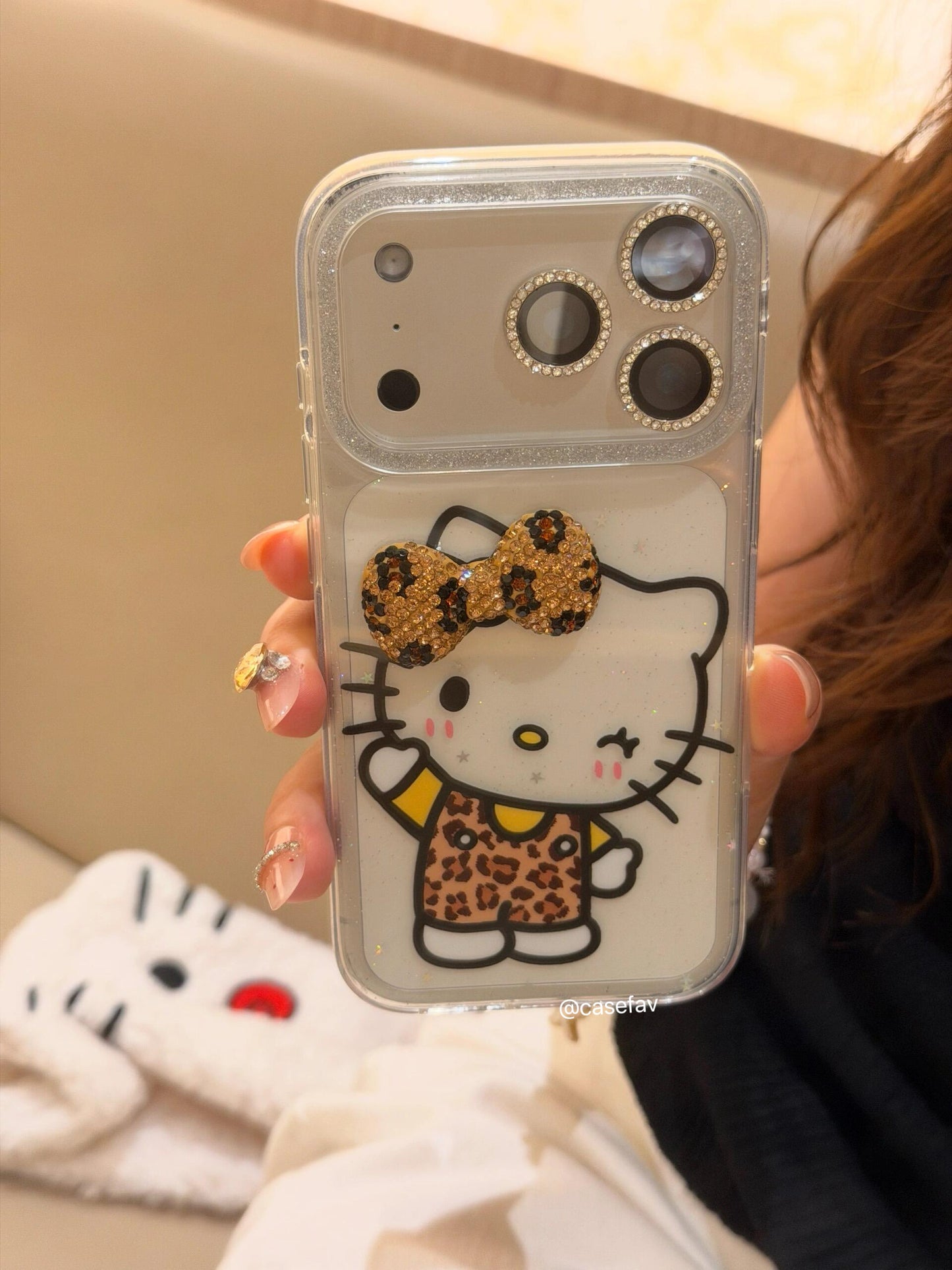 Hello Kitty Leopard Print Clear Phone Case #649