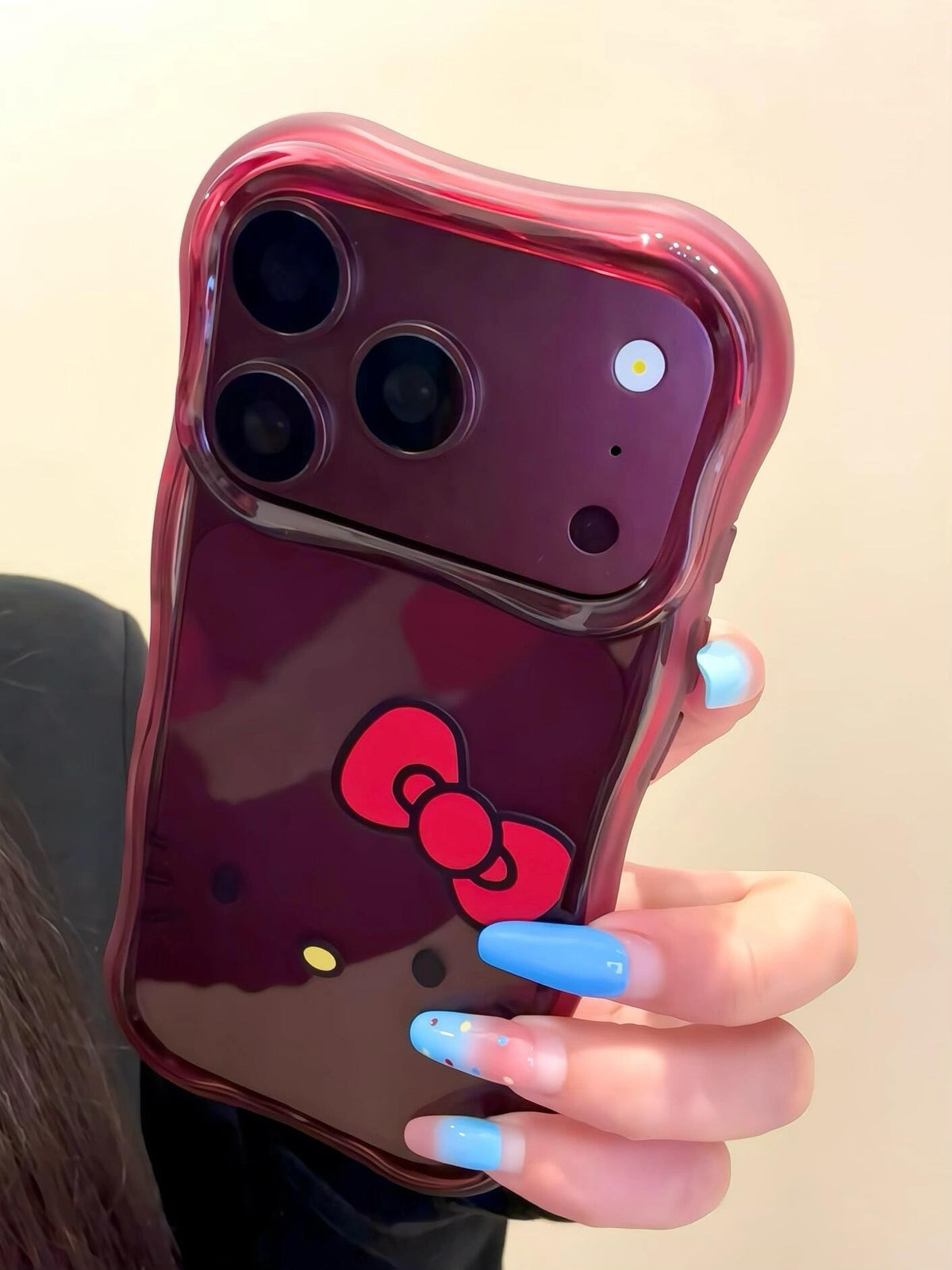 Hello Kitty Burgundy Red Wavy Border Phone Case #683
