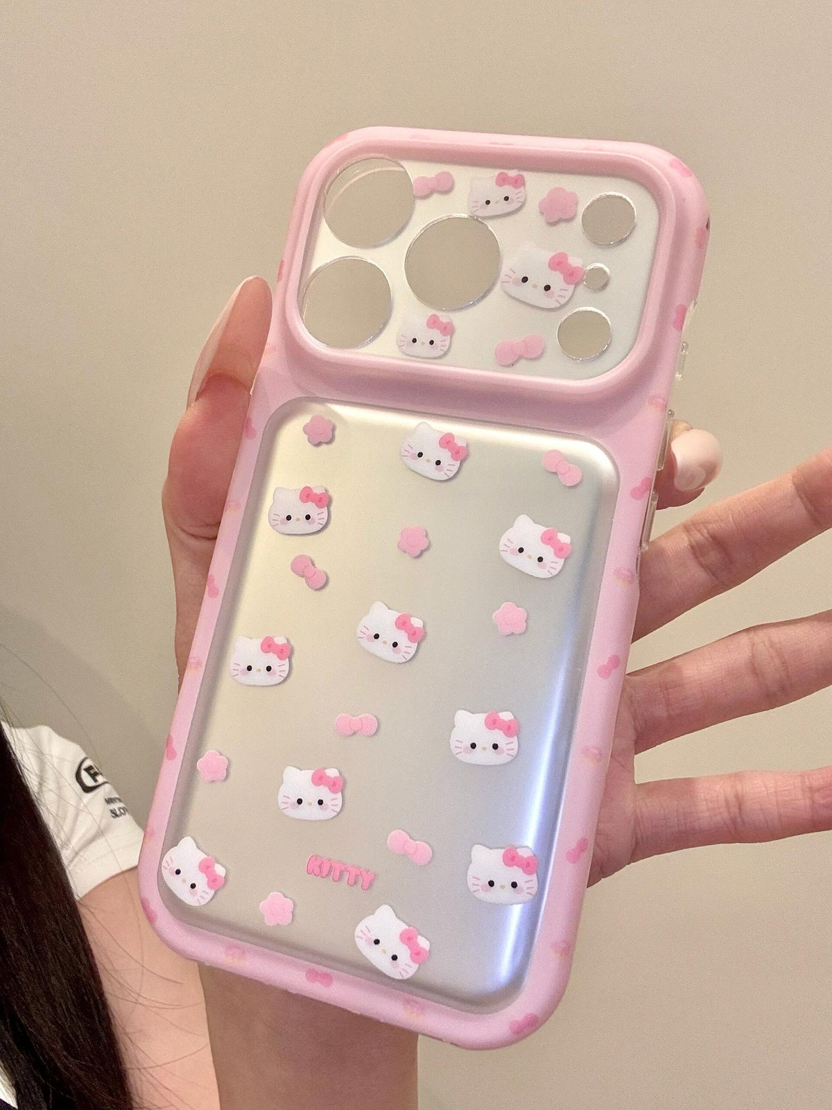 Hello Kitty Pink Border MagSafe Case + MagSafe Stand Holder / Phone Grip #685