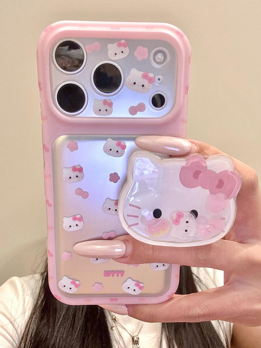 Hello Kitty Pink Border MagSafe Case + MagSafe Stand Holder / Phone Grip #685