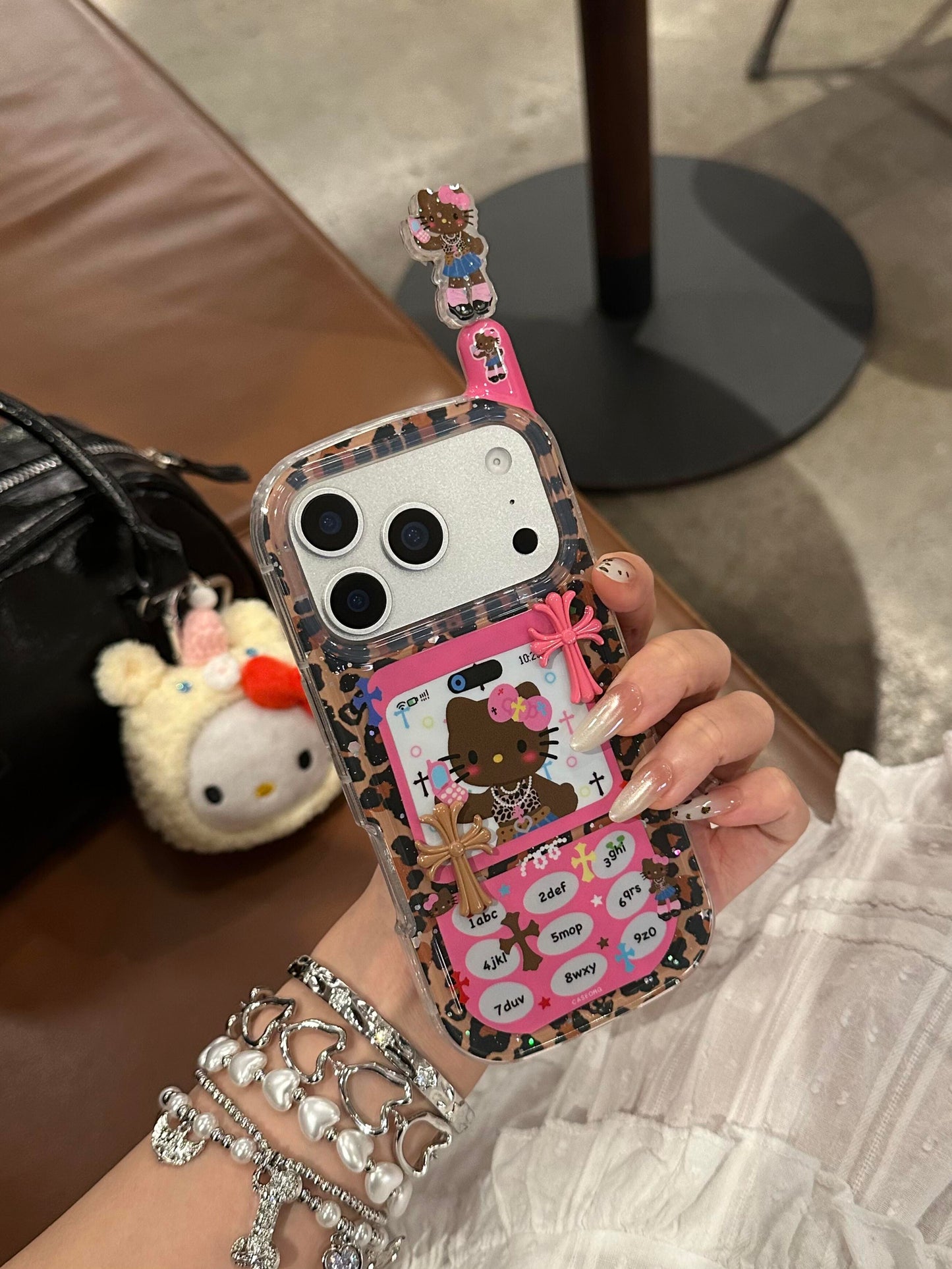 Hellokitty Leopard Print Phone Shape Retro Design Cute Kawaii Phone Case #0549