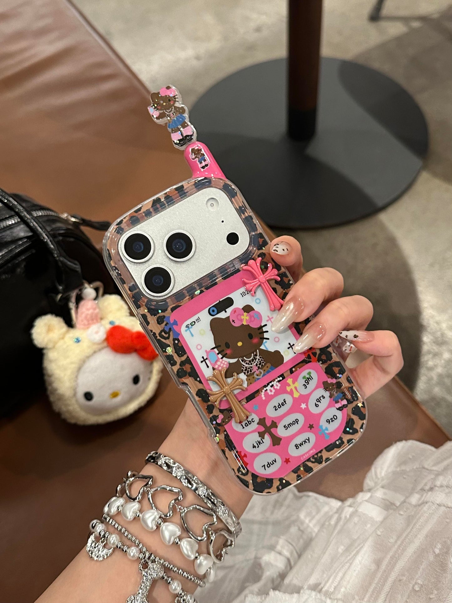 Hellokitty Leopard Print Phone Shape Retro Design Cute Kawaii Phone Case #0549