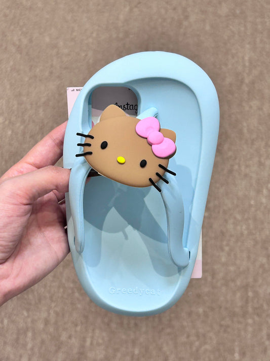 Tan Hellokitty Flip Flop Shape Silicone Cute Kawaii Phone Case #0128