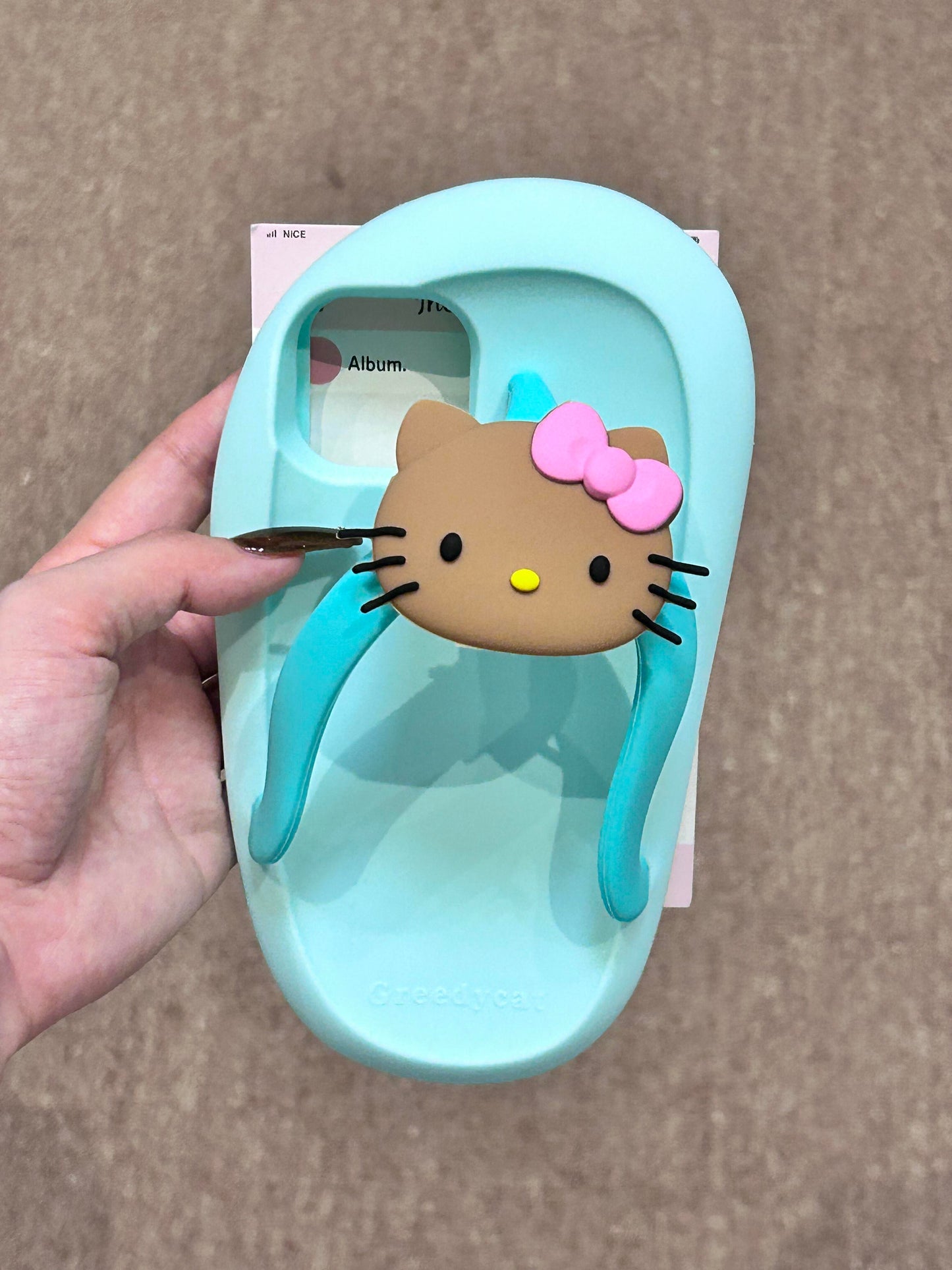 Tan Hellokitty Flip Flop Shape Silicone Cute Kawaii Phone Case #0128