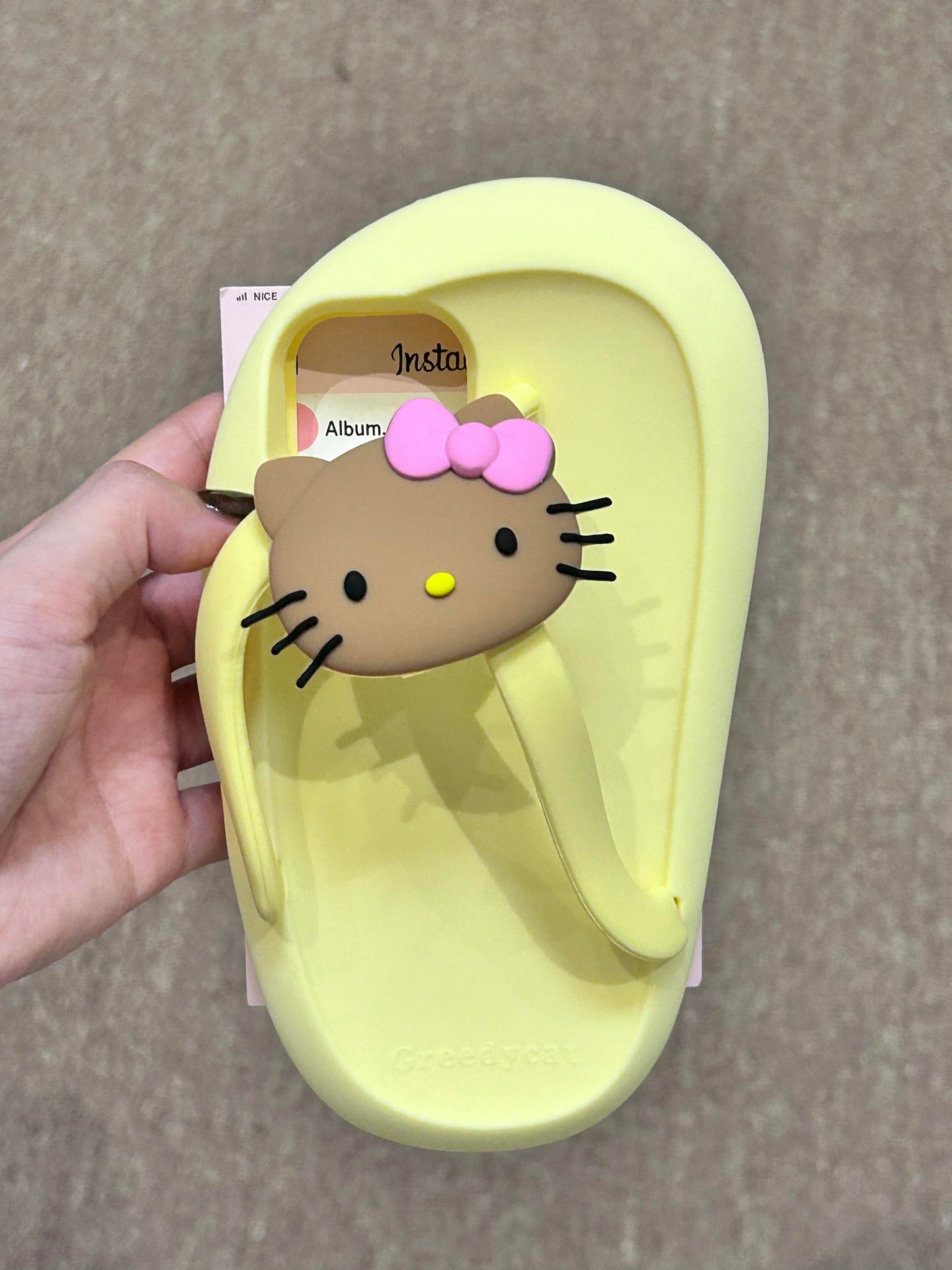 Tan Hellokitty Flip Flop Shape Silicone Cute Kawaii Phone Case #0128