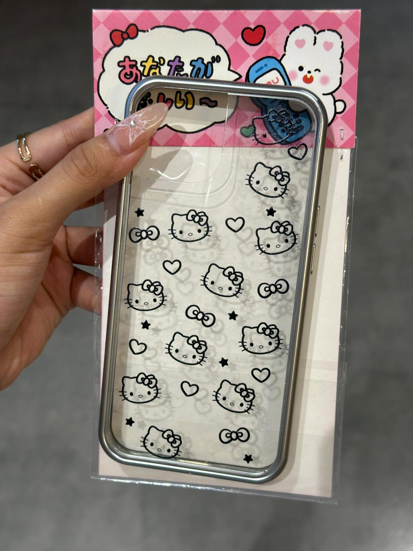 Hellokitty Silver Heart Clear Cute Kawaii Phone Case #0042