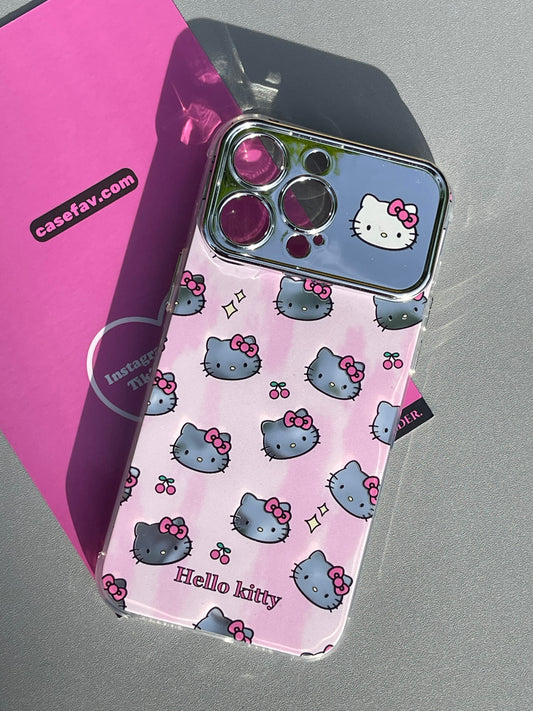 Sliver Hellokitty Pink Cute Kawaii Phone Case With Mirror Built-in Lens Protector #0098