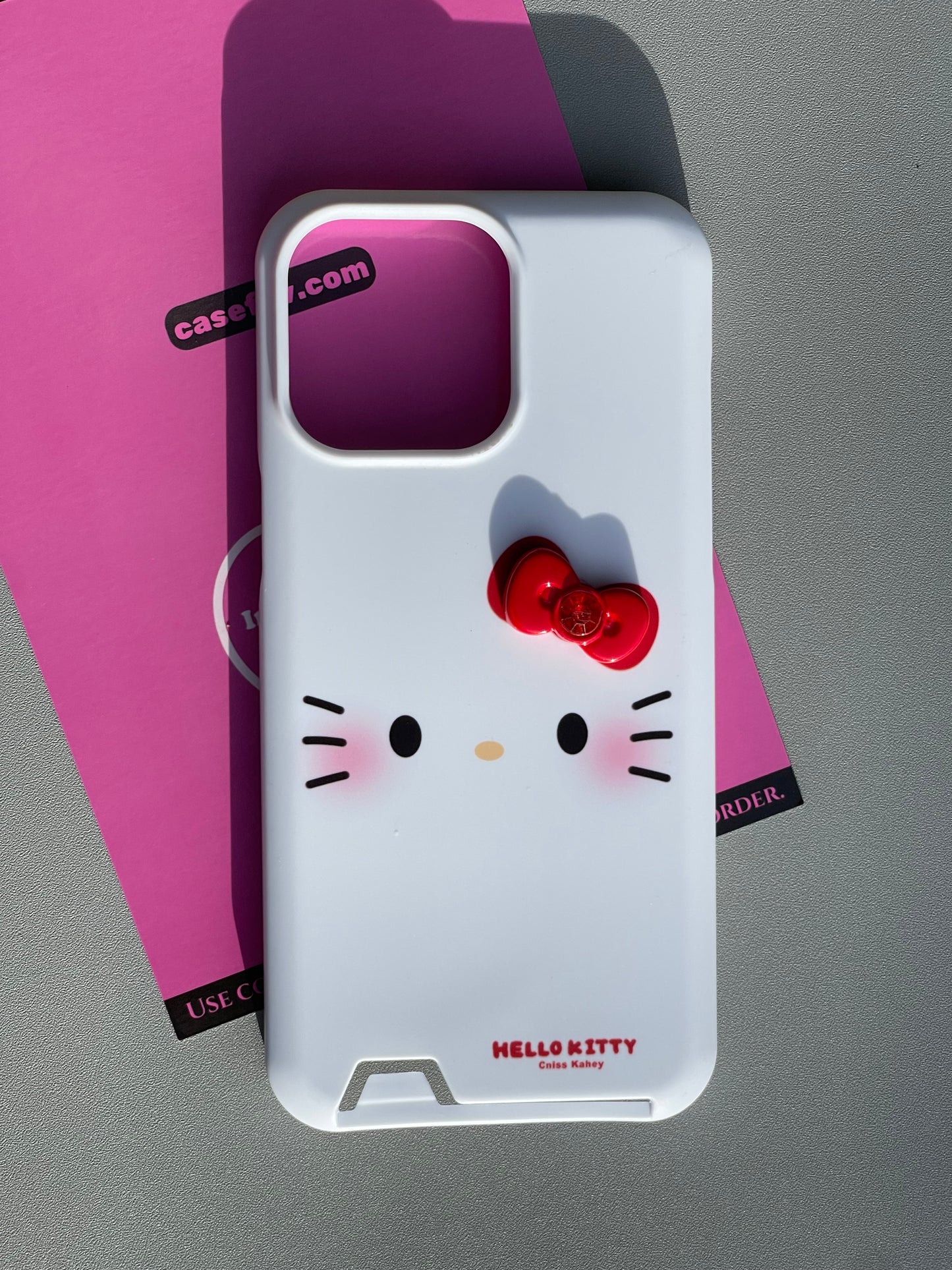 Hellokitty White 3D Bowtie Card Holder Film Case Cute Kawaii Phone Case  #0102