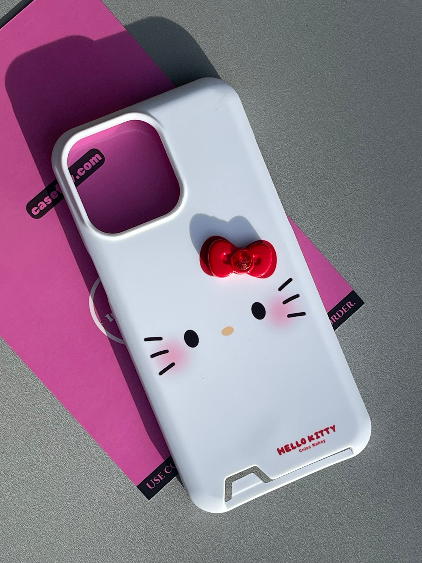 Hellokitty White 3D Bowtie Card Holder Film Case Cute Kawaii Phone Case  #0102