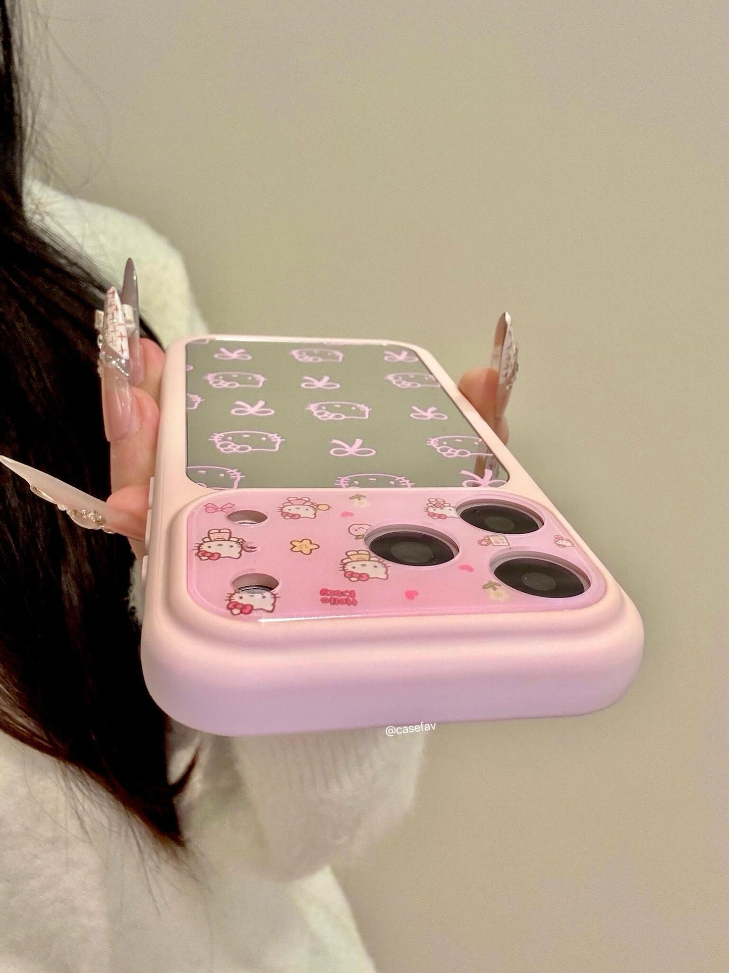 Hellokitty Pink Bow Mirror Cute Kawaii Phone Case #0591