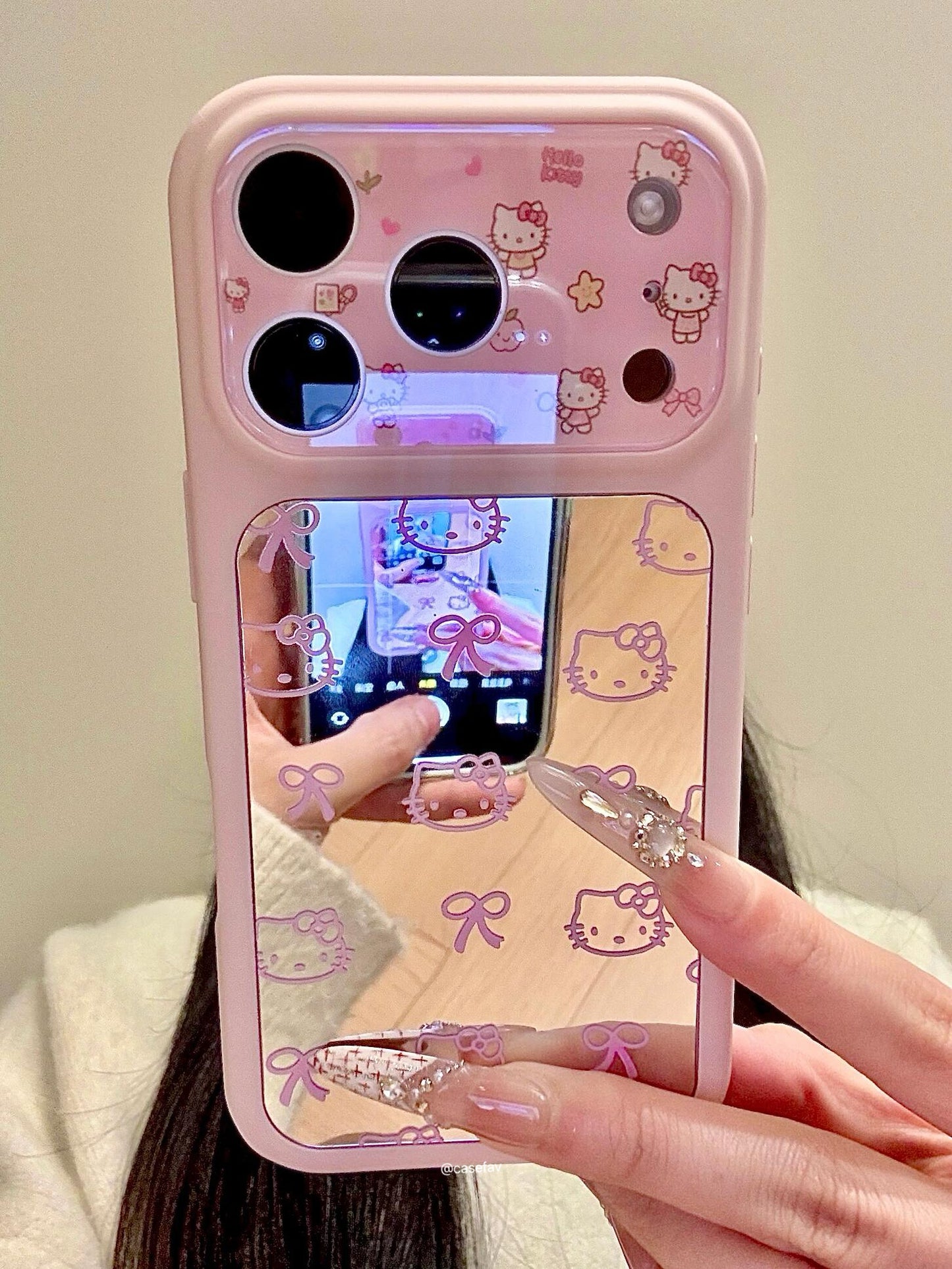 Hellokitty Pink Bow Mirror Cute Kawaii Phone Case #0591