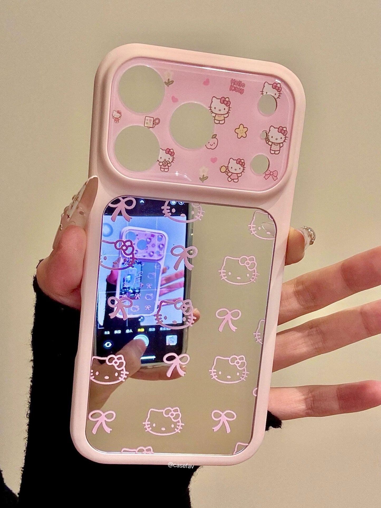 Hellokitty Pink Bow Mirror Cute Kawaii Phone Case #0591