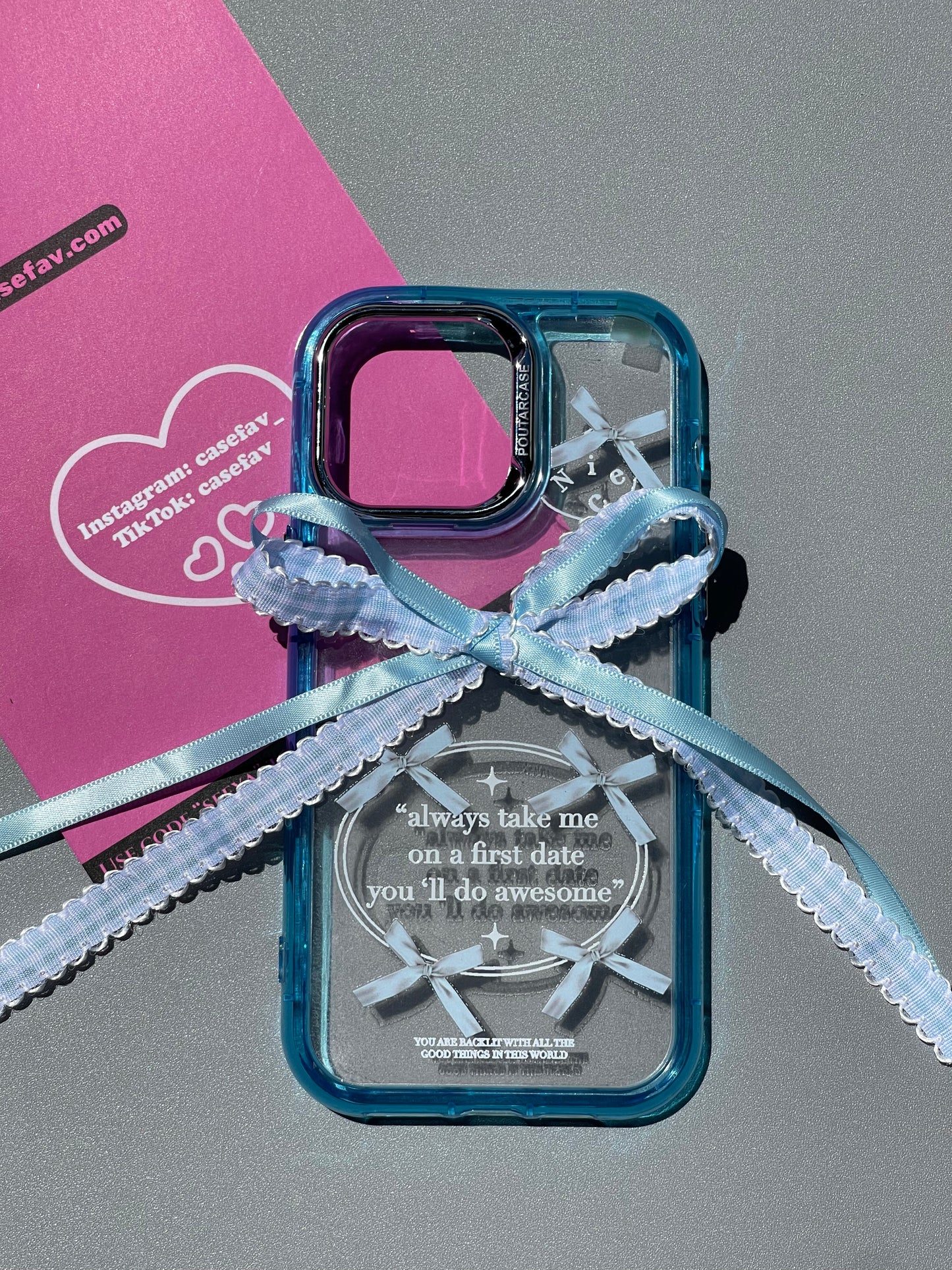 Blue/Pink Handmade Lace Bow Decoration Cute Kawaii Phone Case #0142