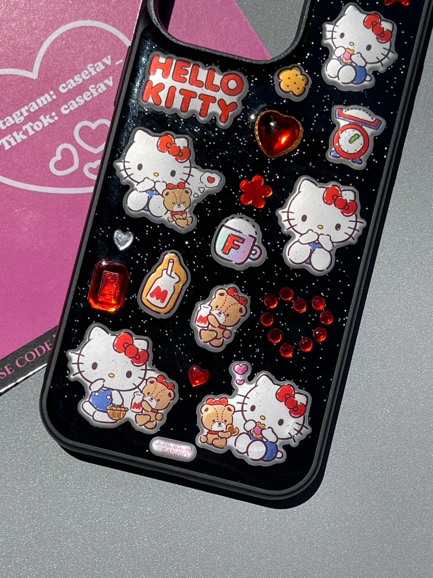 Hellokitty Black Handmade Stickers Cute Kawaii Phone Case #0253