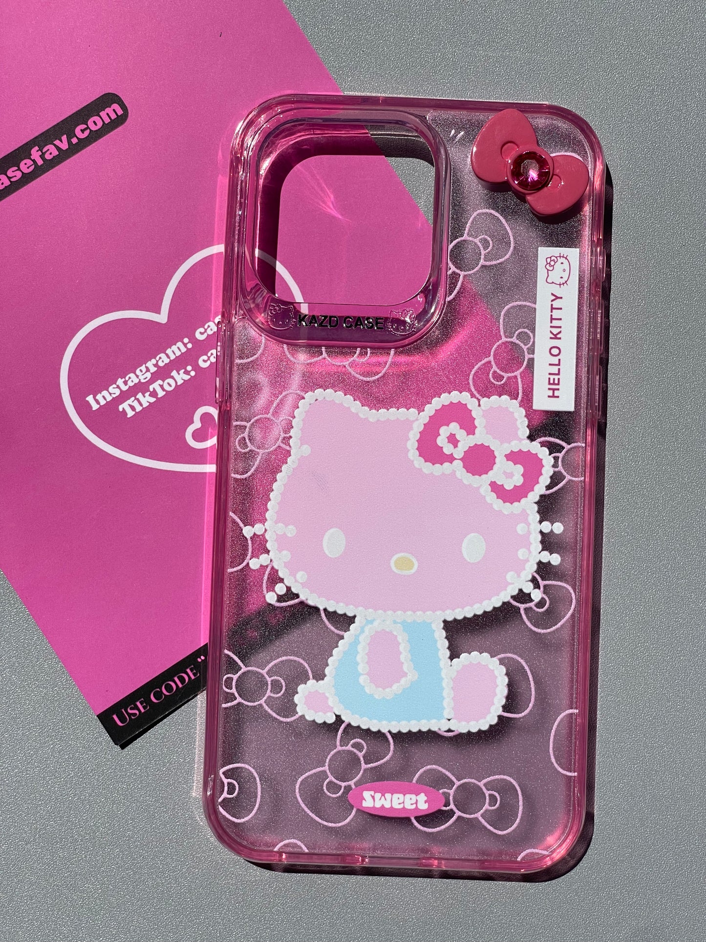 Hellokitty Pink 3D Bowtie Clear Cute Kawaii Phone Case #0171