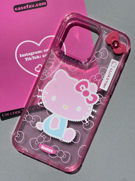 Hellokitty Pink 3D Bowtie Clear Cute Kawaii Phone Case #0171