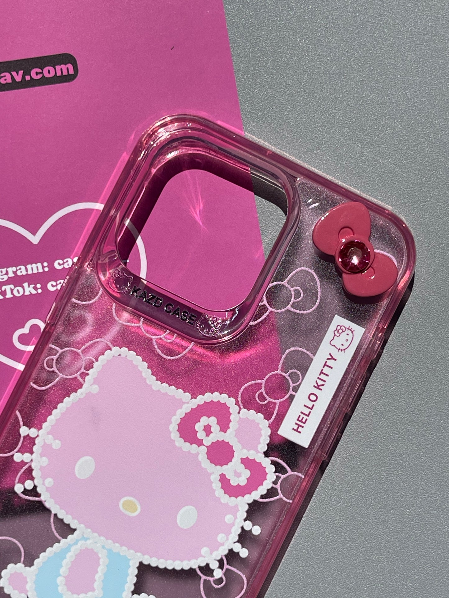 Hellokitty Pink 3D Bowtie Clear Cute Kawaii Phone Case #0171