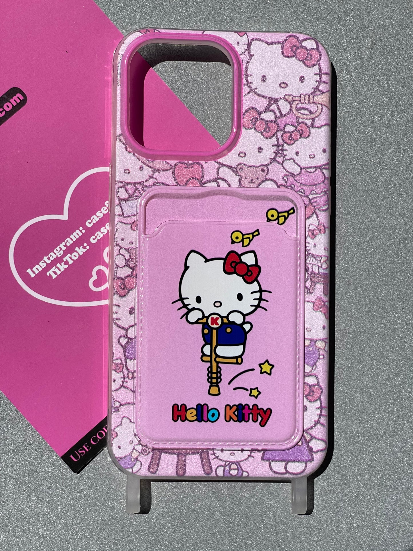 Hellokitty Pink Card Holder Film Case Cute Kawaii Phone Case  #0137