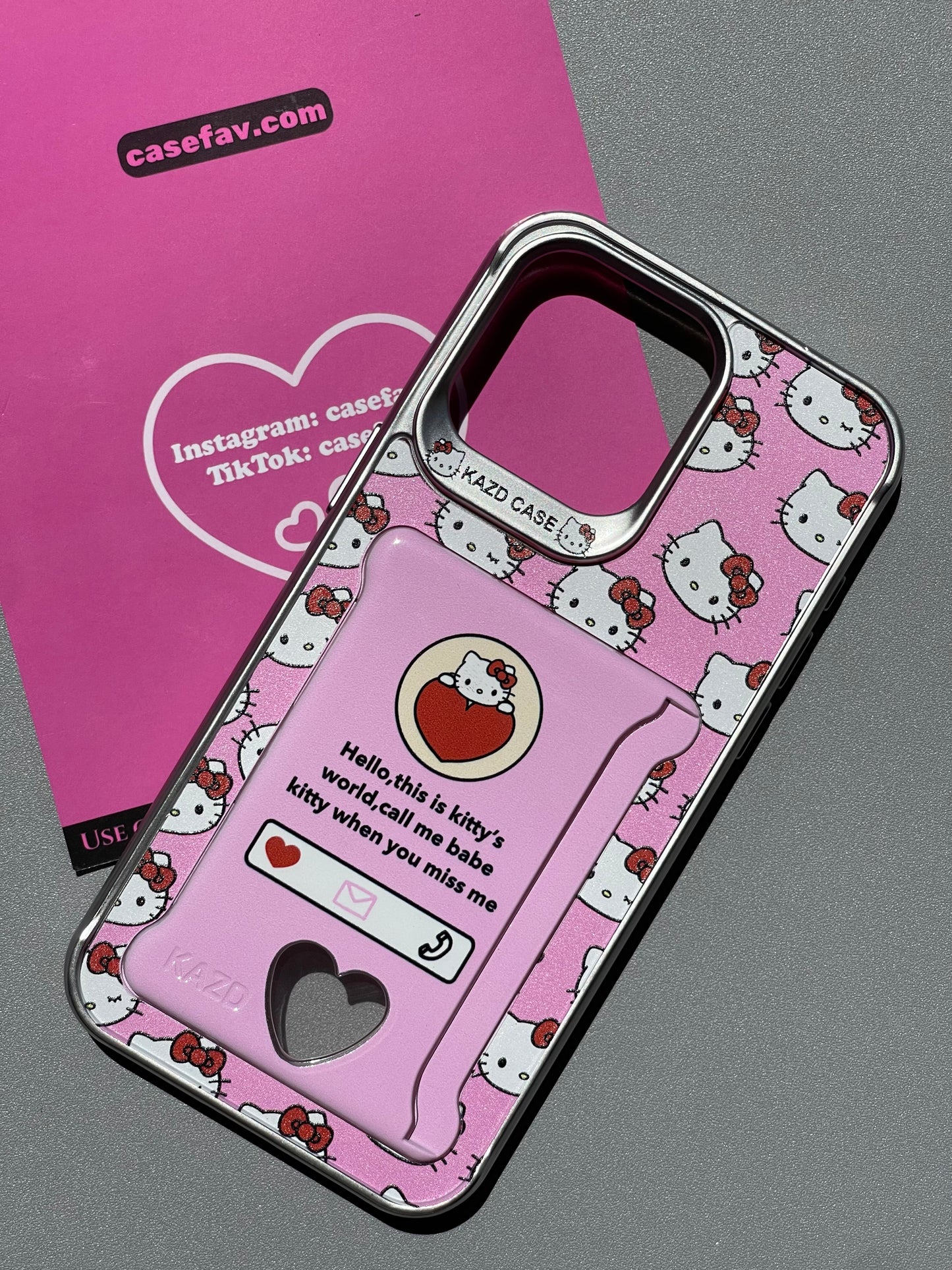 Hellokitty Pink Card Holder Film Case Cute Kawaii Phone Case  #0136