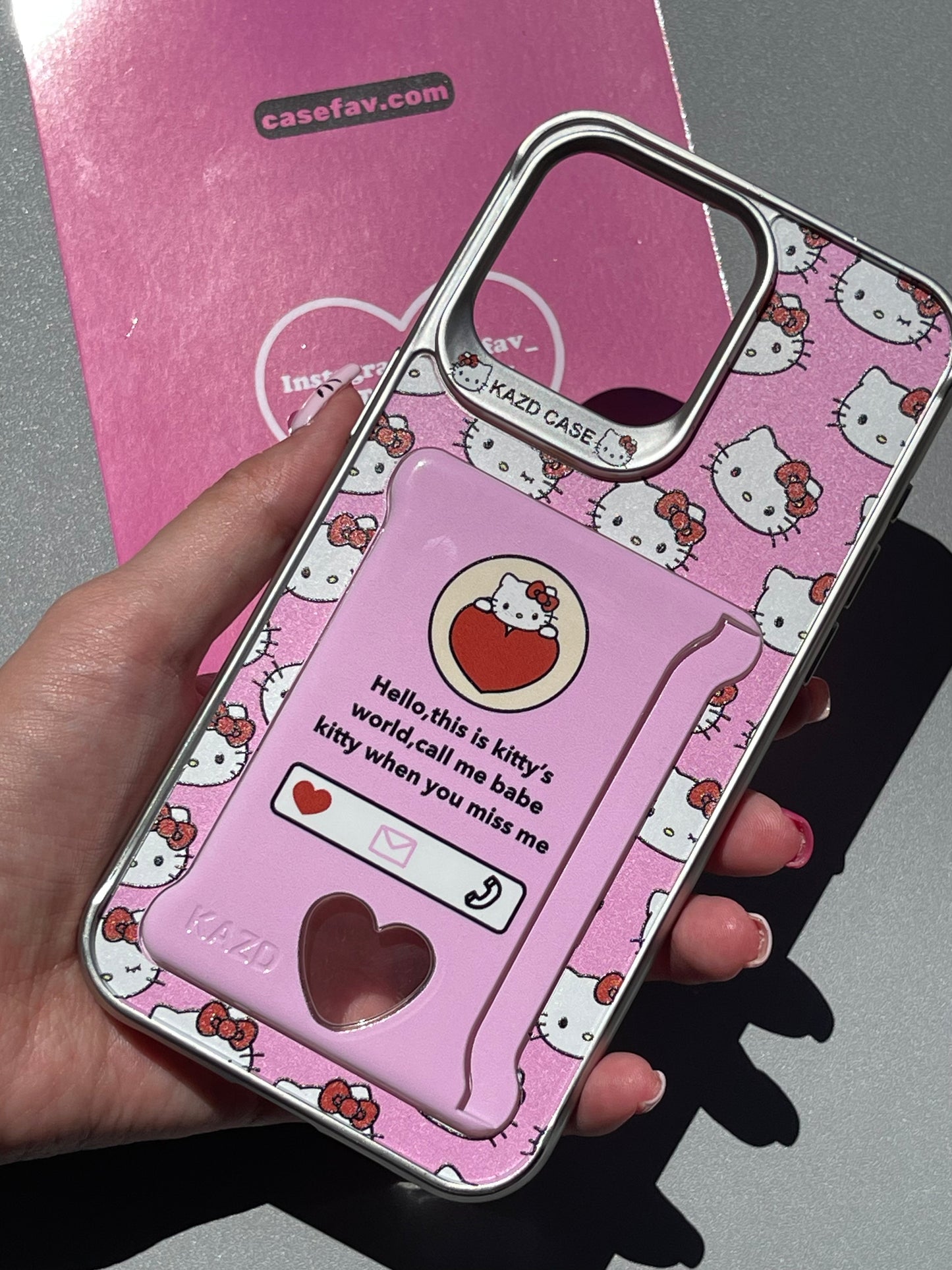 Hellokitty Pink Card Holder Film Case Cute Kawaii Phone Case  #0136