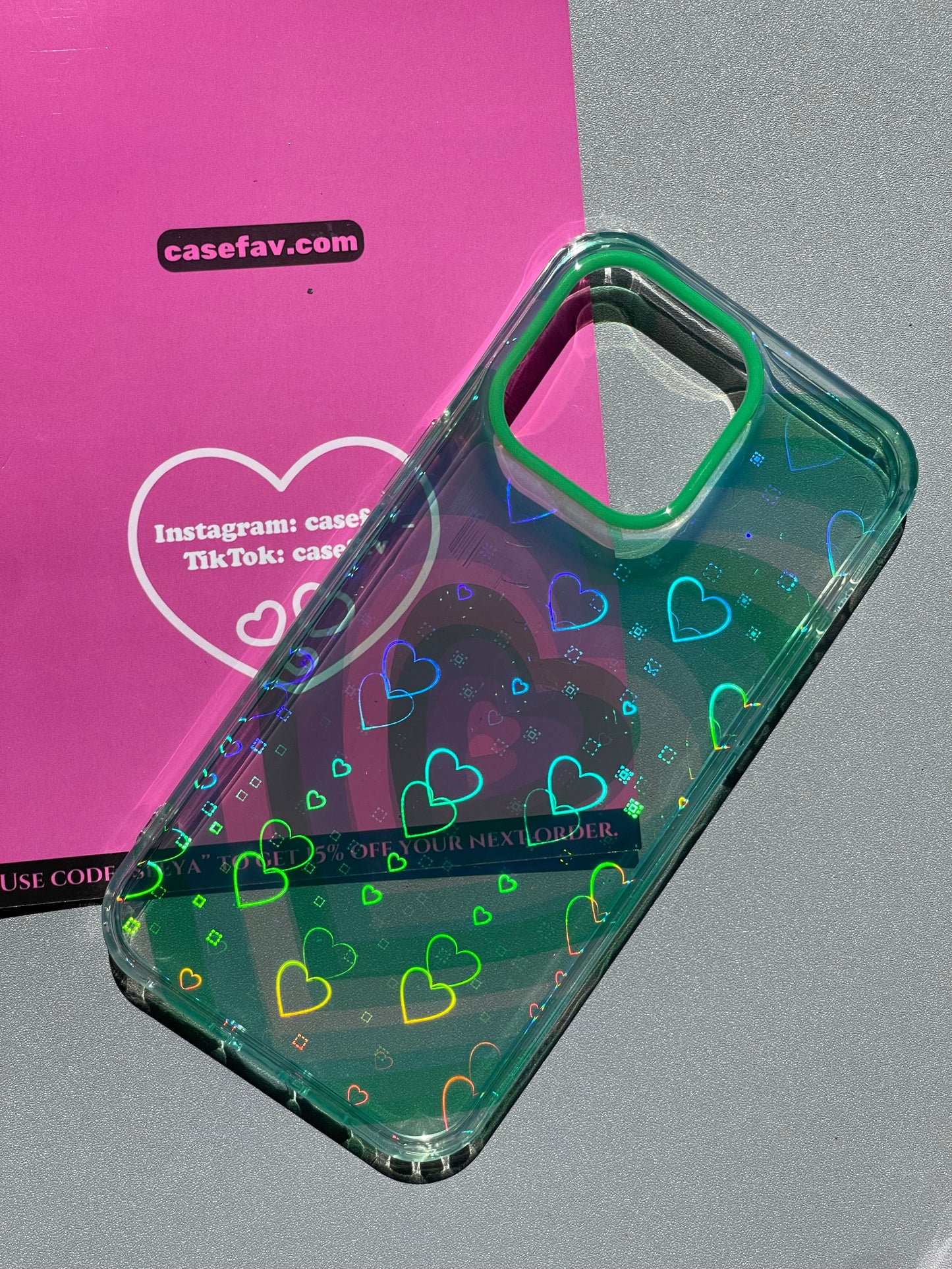 Heart Clear Holographic Subtle Heart Phone Case #0120