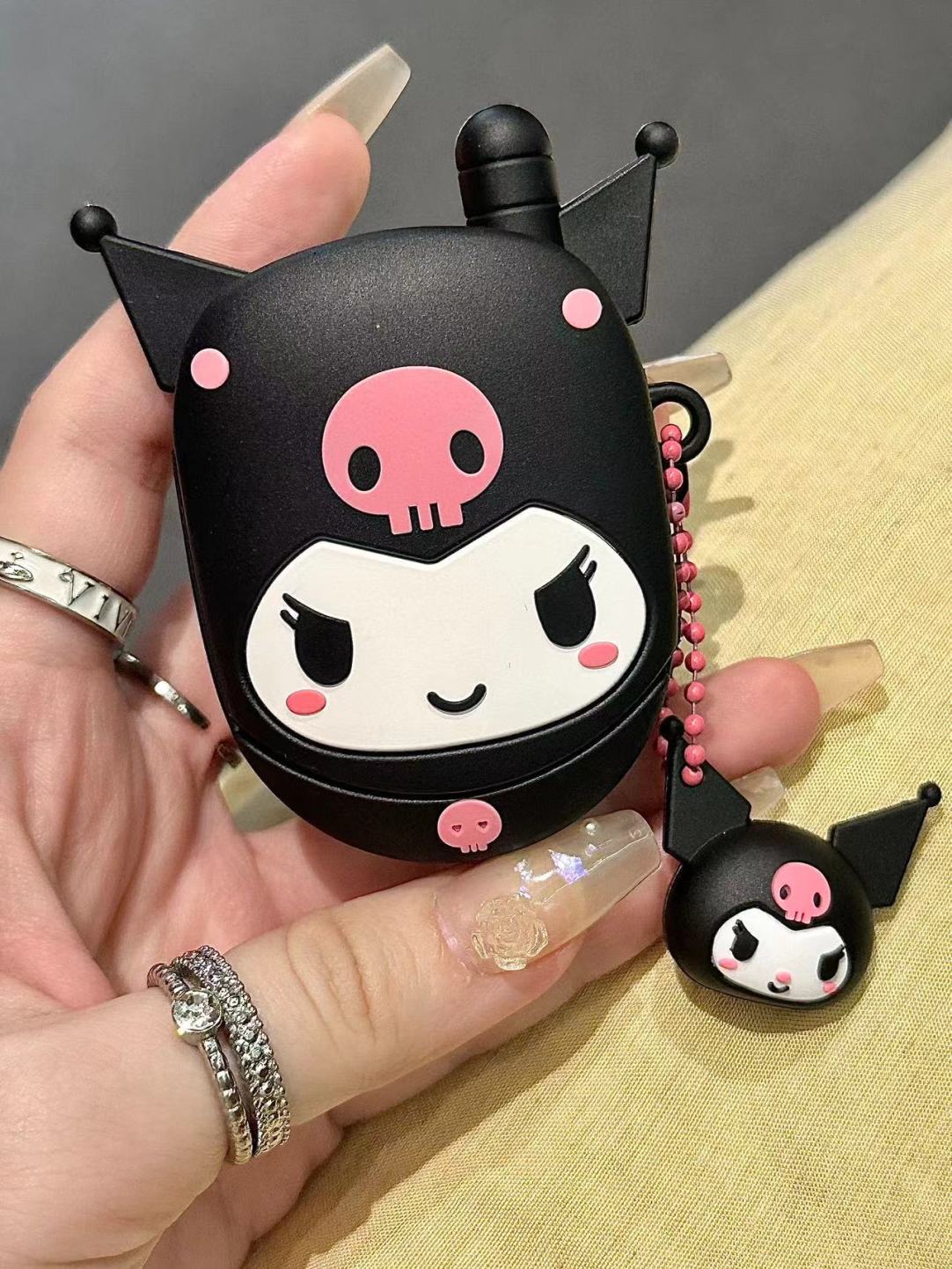 Kuromi Black Flip Phone Shape Silicone Cute Kawaii AirPods Case #0134