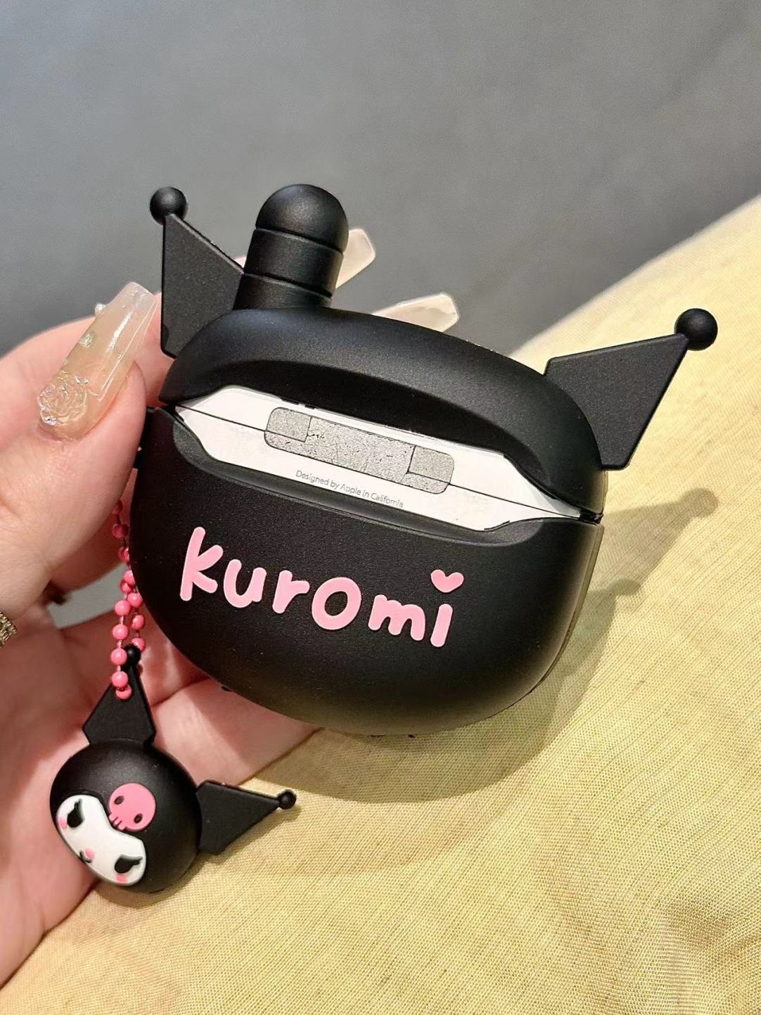 Kuromi Black Flip Phone Shape Silicone Cute Kawaii AirPods Case #0134