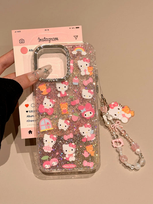 Hellokitty Pink Glitter Clear Cute Kawaii Phone Case #0506