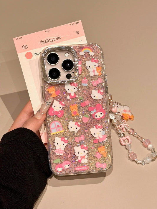 Hellokitty Pink Glitter Clear Cute Kawaii Phone Case #0506