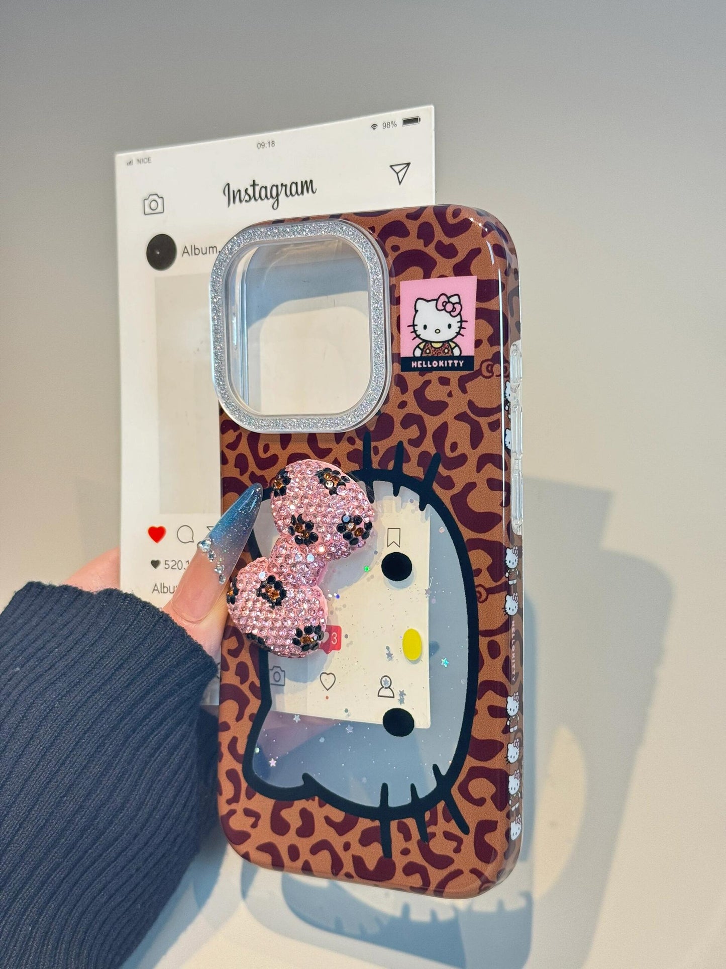 Hellokitty Pink Bow Tie Leopard Print Cute Kawaii Phone Case #0505